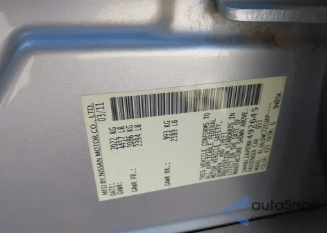 2011 Nissan Altima 3.5 Sr z USA, uszkodzony, nr VIN 1N4BL2AP0BN492645